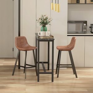 HOMCOM Counter Height Stools Set of 2, Upholstered Kitchen Stool with Back and Steel Legs - Image 10