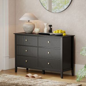HOMCOM Double Chest of Drawers, Modern 6 Drawer Dresser for Bedroom, Living Room, Hallway, Closet, Black - Image 20