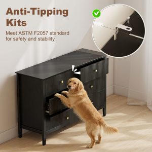 HOMCOM Double Chest of Drawers, Modern 6 Drawer Dresser for Bedroom, Living Room, Hallway, Closet, Black - Image 15