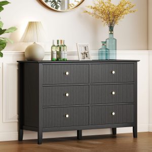 HOMCOM Double Chest of Drawers, Modern 6 Drawer Dresser for Bedroom, Living Room, Hallway, Closet, Black - Image 18