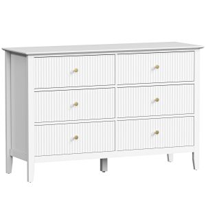 HOMCOM Double Chest of Drawers, Modern 6 Drawer Dresser for Bedroom, Living Room, Hallway, Closet, White - Image 11