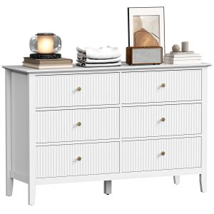 HOMCOM Double Chest of Drawers, Modern 6 Drawer Dresser for Bedroom, Living Room, Hallway, Closet, White - Image 12