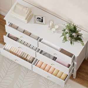 HOMCOM Double Chest of Drawers, Modern 6 Drawer Dresser for Bedroom, Living Room, Hallway, Closet, White - Image 9