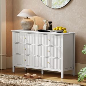 HOMCOM Double Chest of Drawers, Modern 6 Drawer Dresser for Bedroom, Living Room, Hallway, Closet, White - Image 10