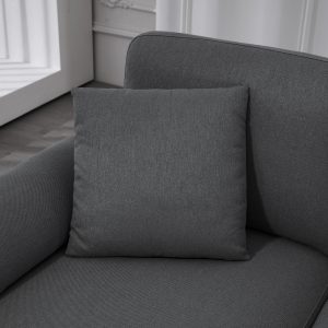 HOMCOM L-Shape Sofa, Modern Sectional Couch with Changeable Chaise Lounge, Pillows and Wooden Legs for Living Room, Dark Grey - Image 9