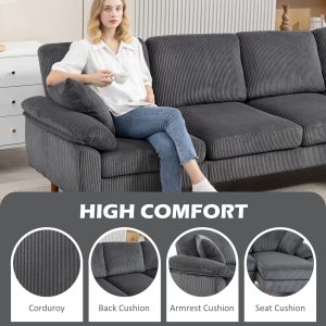HOMCOM L-Shape Sofa, Modern Sectional Couch with Changeable Chaise Lounge, Pillows and Wooden Legs for Living Room, Dark Grey - Image 24