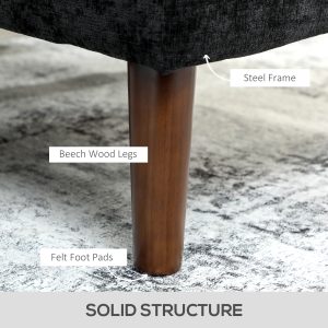 HOMCOM L Shape Sofa, Modern Sectional Couch with Changeable Chaise Lounge, Wooden Legs, Corner Sofa for Living Room, Black - Image 7