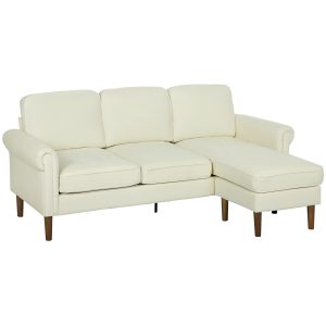 HOMCOM L Shape Sofa, Modern Sectional Couch with Changeable Chaise Lounge, Wooden Legs, Corner Sofa for Living Room, Cream - Image 11