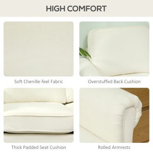 HOMCOM L Shape Sofa, Modern Sectional Couch with Changeable Chaise Lounge, Wooden Legs, Corner Sofa for Living Room, Cream - Image 5