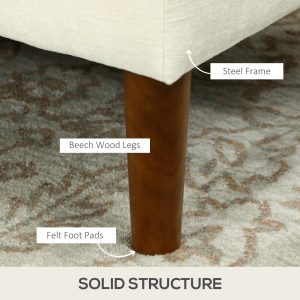 HOMCOM L Shape Sofa, Modern Sectional Couch with Changeable Chaise Lounge, Wooden Legs, Corner Sofa for Living Room, Cream - Image 7