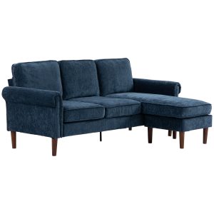 HOMCOM L Shape Sofa, Modern Sectional Couch with Changeable Chaise Lounge, Wooden Legs, Corner Sofa for Living Room, Dark Blue - Image 12