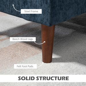 HOMCOM L Shape Sofa, Modern Sectional Couch with Changeable Chaise Lounge, Wooden Legs, Corner Sofa for Living Room, Dark Blue - Image 7