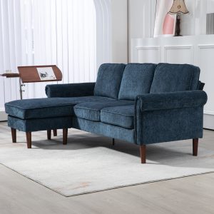 HOMCOM L Shape Sofa, Modern Sectional Couch with Changeable Chaise Lounge, Wooden Legs, Corner Sofa for Living Room, Dark Blue - Image 8