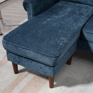 HOMCOM L Shape Sofa, Modern Sectional Couch with Changeable Chaise Lounge, Wooden Legs, Corner Sofa for Living Room, Dark Blue - Image 9