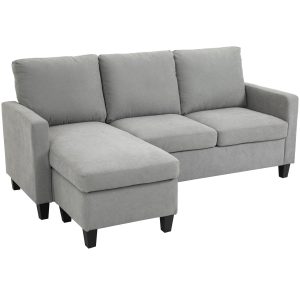 HOMCOM L-Shape Sofa, Modern Sectional Couch with Ottoman, Corner Sofa for Living Room, Light Grey - Image 12