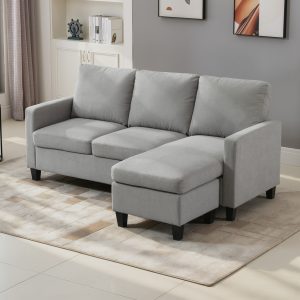 HOMCOM L-Shape Sofa, Modern Sectional Couch with Ottoman, Corner Sofa for Living Room, Light Grey - Image 16