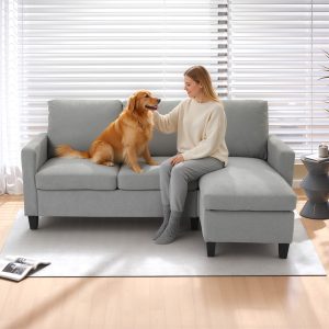 HOMCOM L-Shape Sofa, Modern Sectional Couch with Ottoman, Corner Sofa for Living Room, Light Grey - Image 17