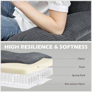 HOMCOM L-Shape Sofa, Modern Sectional Couch with Changeable Chaise Lounge, Pillows and Wooden Legs for Living Room, Dark Grey - Image 6