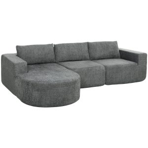 HOMCOM L Shaped Cloud Boneless Couch, Modular Sectional Sofa with Chaise and Deep Seat for Living Room, Bedroom, Dark Grey - Image 11