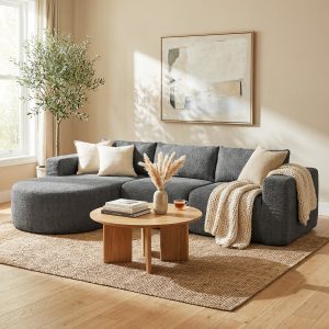 HOMCOM L Shaped Cloud Boneless Couch, Modular Sectional Sofa with Chaise and Deep Seat for Living Room, Bedroom, Dark Grey - Image 18