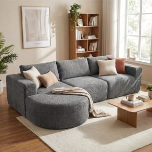 HOMCOM L Shaped Cloud Boneless Couch, Modular Sectional Sofa with Chaise and Deep Seat for Living Room, Bedroom, Dark Grey - Image 20