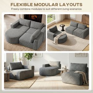 HOMCOM L Shaped Cloud Boneless Couch, Modular Sectional Sofa with Chaise and Deep Seat for Living Room, Bedroom, Dark Grey - Image 4
