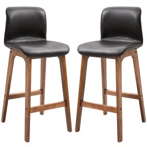 HOMCOM Modern Bar Stools Set of 2, Counter Height Bar Chair with PU Leather Wooden Frame Padding Seats for Dining Room Home Bar, Dark Brown - Image 14