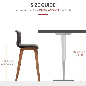 HOMCOM Modern Bar Stools Set of 2, Counter Height Bar Chair with PU Leather Wooden Frame Padding Seats for Dining Room Home Bar, Dark Brown - Image 7