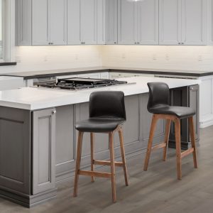 HOMCOM Modern Bar Stools Set of 2, Counter Height Bar Chair with PU Leather Wooden Frame Padding Seats for Dining Room Home Bar, Dark Brown - Image 8