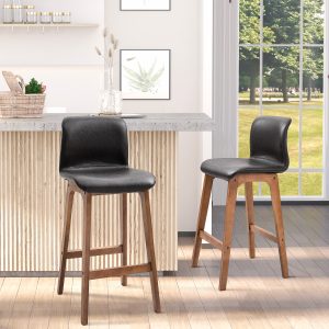 HOMCOM Modern Bar Stools Set of 2, Counter Height Bar Chair with PU Leather Wooden Frame Padding Seats for Dining Room Home Bar, Dark Brown - Image 10