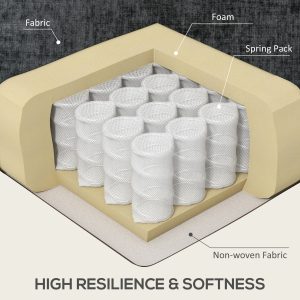 HOMCOM Modern Corner Couch with Right Chaise Lounge, Tufted 3-Seater Sofa with Wooden Legs for Living Room, Black - Image 6