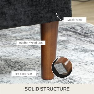 HOMCOM Modern Corner Couch with Right Chaise Lounge, Tufted 3-Seater Sofa with Wooden Legs for Living Room, Black - Image 7