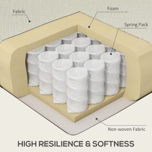 HOMCOM Modern Corner Couch with Right Chaise Lounge, Tufted 3-Seater Sofa with Wooden Legs for Living Room, Cream White - Image 6