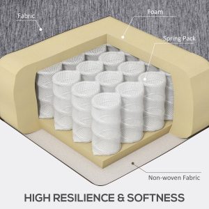 HOMCOM Modern Corner Couch with Right Chaise Lounge, Tufted 3-Seater Sofa with Wooden Legs for Living Room, Grey - Image 6