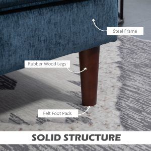 HOMCOM Modern Corner Couch with Right Chaise Lounge, Tufted 3-Seater Sofa with Wooden Legs for Living Room, Navy Blue - Image 7