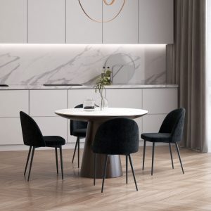 HOMCOM Modern Dining Chairs, Mid-Back Velvet-touch Upholstery Side Chair, Table Chair for Living Room, Dining Room, Black, Set of 4 - Image 1