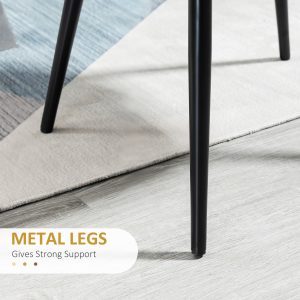 HOMCOM Modern Dining Chairs, Mid-Back Velvet-touch Upholstery Side Chair, Table Chair for Living Room, Dining Room, Black, Set of 4 - Image 6