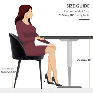 HOMCOM Modern Dining Chairs, Mid-Back Velvet-touch Upholstery Side Chair, Table Chair for Living Room, Dining Room, Black, Set of 4 - Image 7