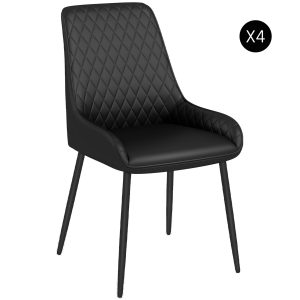 HOMCOM Modern Dining Chairs PU Leather Metal Legs Set of 4 Kitchen Chairs Living Room Quality Design Mid-Class Black - Image 11