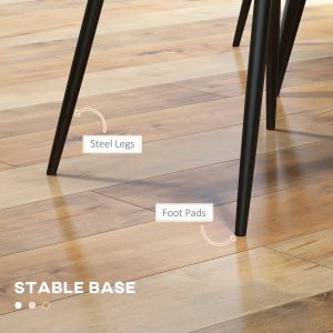 HOMCOM Modern Dining Chairs PU Leather Metal Legs Set of 4 Kitchen Chairs Living Room Quality Design Mid-Class Black - Image 6
