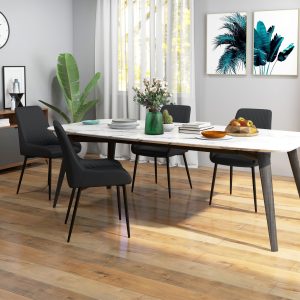 HOMCOM Modern Dining Chairs PU Leather Metal Legs Set of 4 Kitchen Chairs Living Room Quality Design Mid-Class Black - Image 7