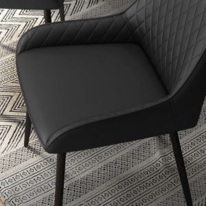 HOMCOM Modern Dining Chairs PU Leather Metal Legs Set of 4 Kitchen Chairs Living Room Quality Design Mid-Class Black - Image 9