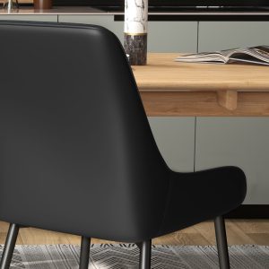 HOMCOM Modern Dining Chairs PU Leather Metal Legs Set of 4 Kitchen Chairs Living Room Quality Design Mid-Class Black - Image 10