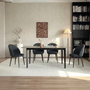 HOMCOM Modern Dining Chairs Set of 4, Upholstered Dining Room Chairs with Metal Legs, Shell Backrest, Padded Seat, Black - Image 11