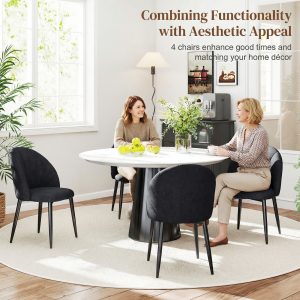 HOMCOM Modern Dining Chairs Set of 4, Upholstered Dining Room Chairs with Metal Legs, Shell Backrest, Padded Seat, Black - Image 4