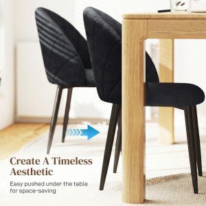 HOMCOM Modern Dining Chairs Set of 4, Upholstered Dining Room Chairs with Metal Legs, Shell Backrest, Padded Seat, Black - Image 7