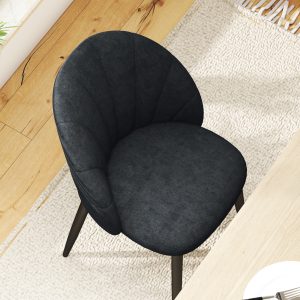 HOMCOM Modern Dining Chairs Set of 4, Upholstered Dining Room Chairs with Metal Legs, Shell Backrest, Padded Seat, Black - Image 8