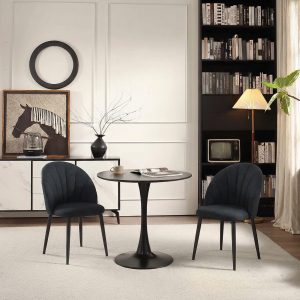 HOMCOM Modern Dining Chairs Set of 4, Upholstered Dining Room Chairs with Metal Legs, Shell Backrest, Padded Seat, Black - Image 9