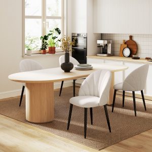 HOMCOM Modern Dining Chairs Set of 4, Upholstered Dining Room Chairs with Metal Legs, Shell Backrest, Padded Seat, Cream White - Image 1