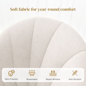 HOMCOM Modern Dining Chairs Set of 4, Upholstered Dining Room Chairs with Metal Legs, Shell Backrest, Padded Seat, Cream White - Image 5